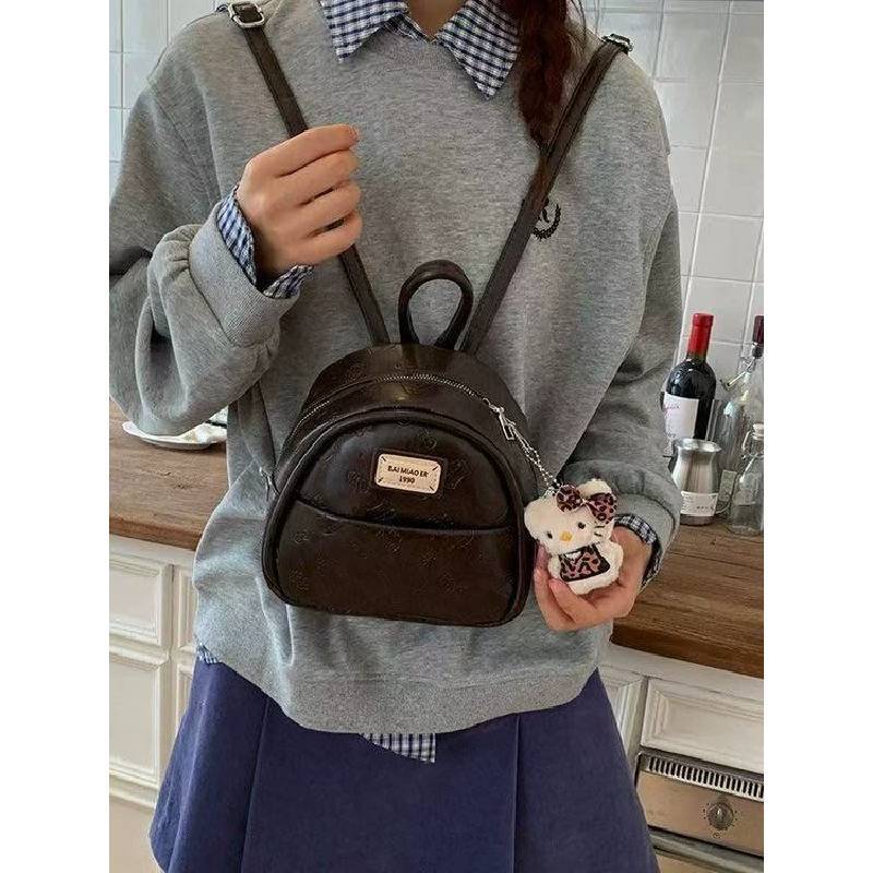 Cute Hello Kitty Print Pu Backpack For Daily Use With Storage And Comfortable Straps