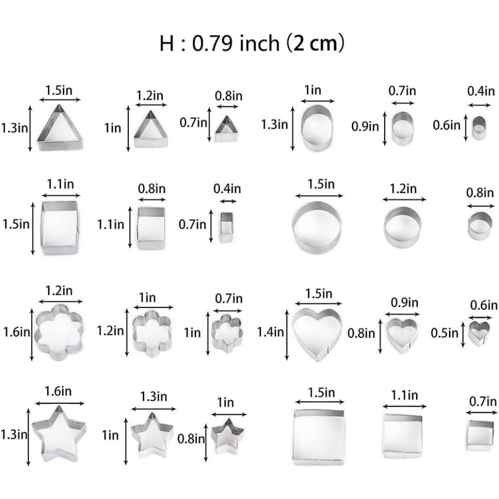 Mini Cookie Cutters Set Small Heart Star Flower Round Square Hexagon Oval Diamond - 24/30Pcs Stainless Steel Cookie Cutters