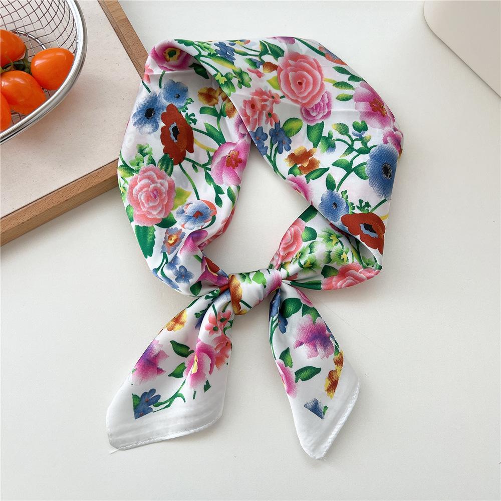70*70cm New Luxury Square Scarf Silk Scarves Women Neck Hair Tie Band Hijab Kerchief Head Headband Smooth Bandana Female Foulard
