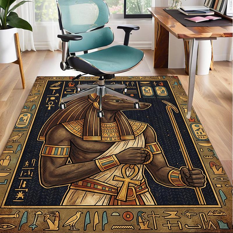Ancient Egyptian Pharaoh Office Rug Chair Mat, Game Carpet, Suitable for Front Door, Bedroom, Living Room, Desk, Holiday Gift