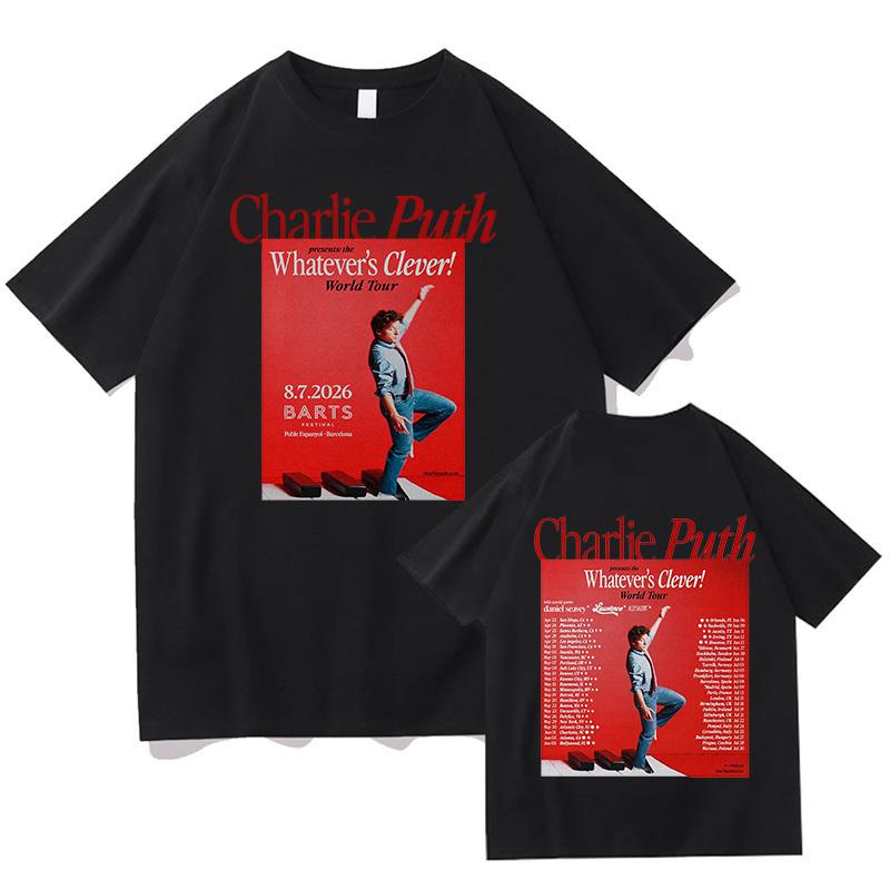Charlie Puth Beat Yourself Up T-Shirts Fans Lässige Lockere Oberteile Druck Baumwoll-T-Shirts Mode-T-Shirts Geschenk Unisex Herbst Winter Oberteile