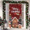 1 ks Veselé Vánoce Kryt na dveře Banner Polyester Vzor Santa Clause pro Štědrý večer Novoroční sváteční párty Vchodové dveře Domácí nástěnná dekorace