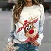 Women's Casual Neck Long Sleeve Raglan Christmas Print Pullover Sweatshirt