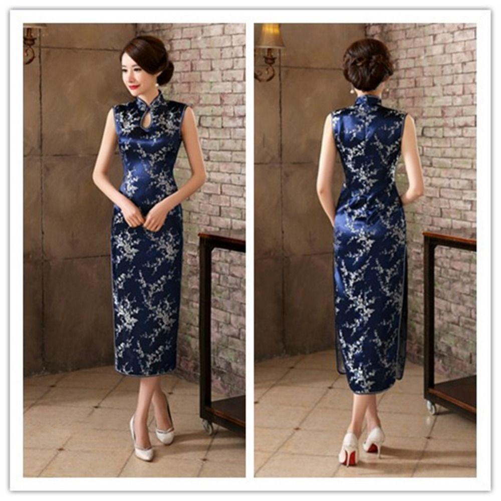 Floral Print Cheongsam Dresses Chinese Style Traditional Clothing Chinese Qipao  Evening Dress