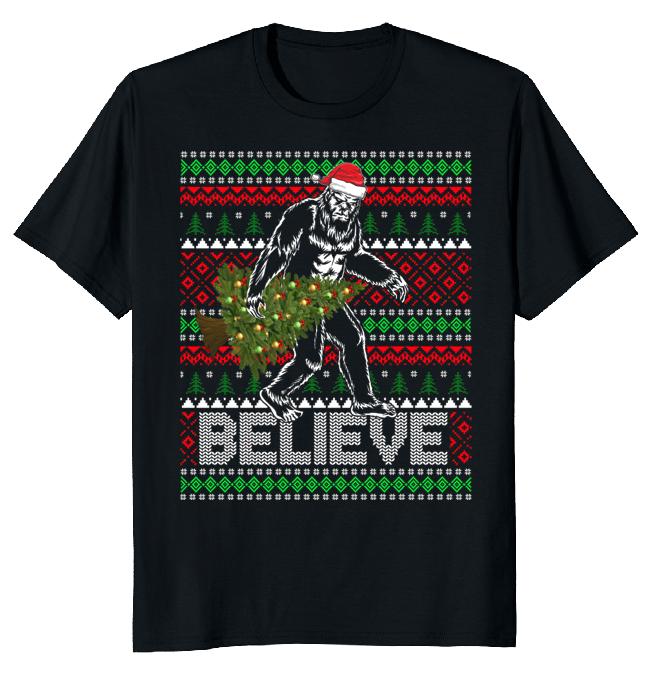 

Рождественский уродливый свитер Bigfoot, футболка унисекс