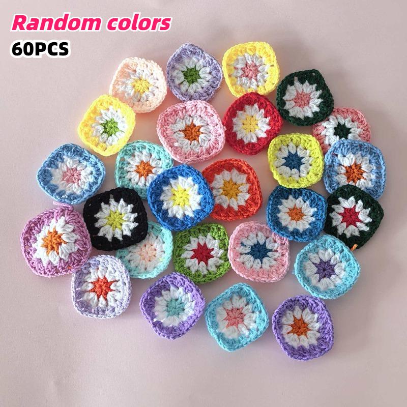 60/80pcs Bulk Crochet Squares Kit Multicolor Chunky Yarn Craft Set with Complete DIY Granny Squares for Blankets Amigurumi Rugs
