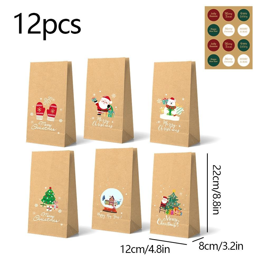 

12pcs Paper Gift Bags DIY Packaging Bag New Christmas Paper Bag New Year Style 4