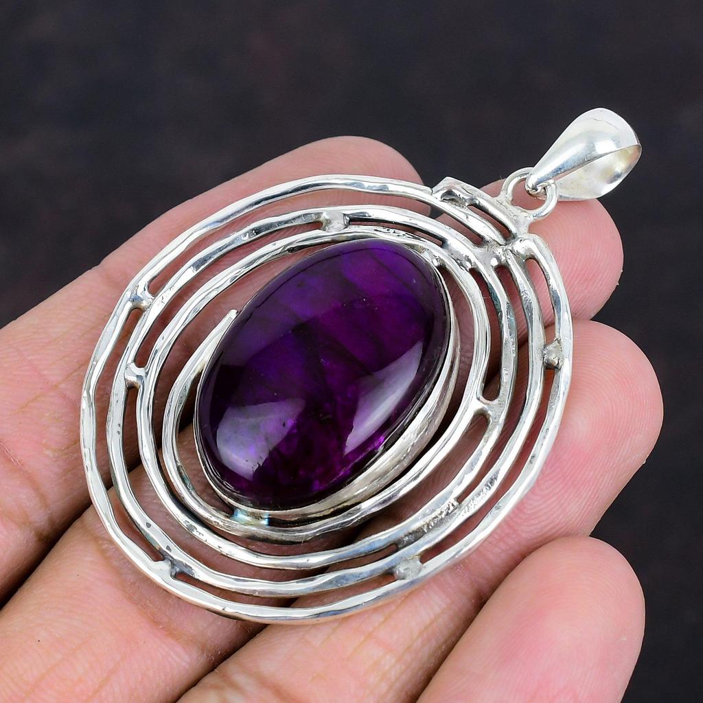 Purple Fire Labradorite Pendant Handmade Jewelry Gemstone Pendant 925 Sterling Silver Pendant Birthstone Pendant Gift For Him Silver Jewelry