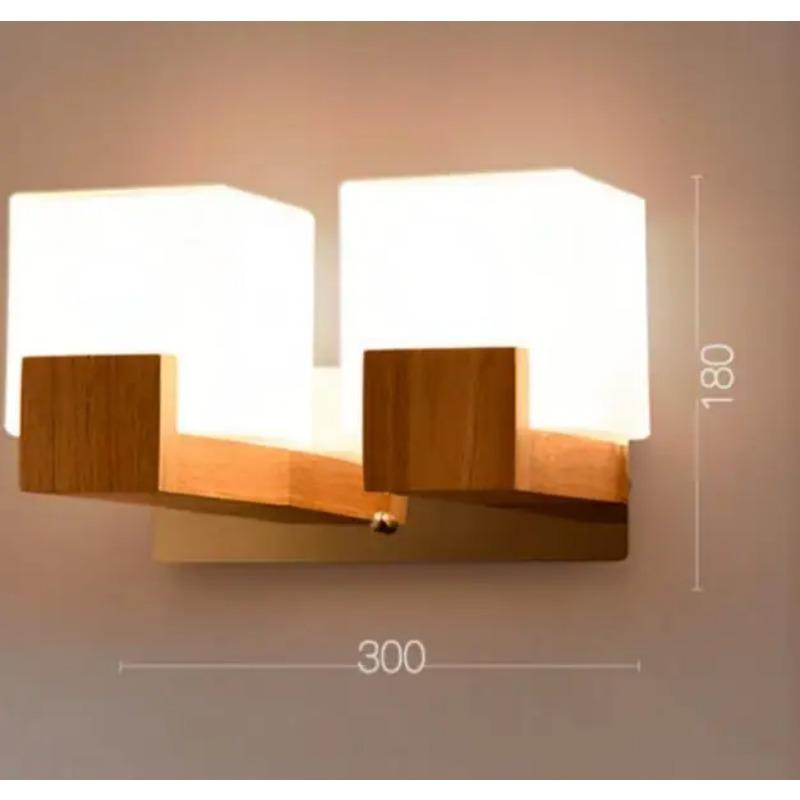 Aplice moderne cu LED din lemn, Lămpi de perete nordice din lemn cu sticlă mată, Aplice pentru hol, Aisel, Hotel, Dormitor, Minimalist, Lemn masiv, Coridor