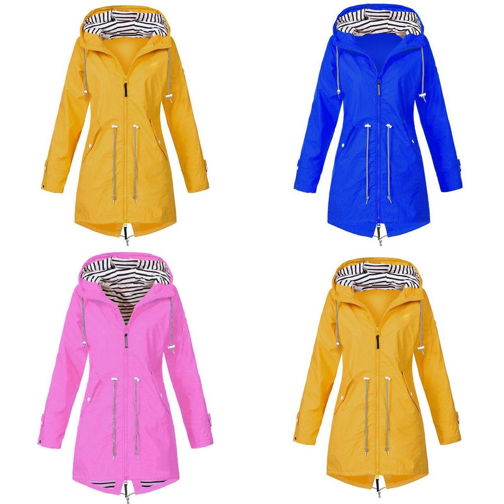 Giacca a Vento Impermeabile da Donna Cappotto Impermeabile con Cerniera Alla Moda Felpe con Cappuccio per Uso Esterno