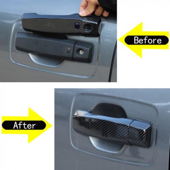 Carbon Fiber ABS Exterior Door Handle Trim Cover For Nissan Titan 2016-