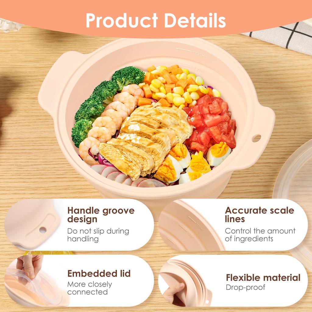 1250 ML Mikrowellen-Silikon-Dampfgarer Faltbarer Mikrowellen-Dampfkochtopf mit transparentem Deckel Dampfkochtopf zum Kochen Küchenutensilien
