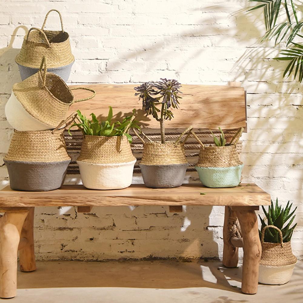 Seagrass Wicker Basket Wicker Basket Flower Pot Folding Basket Dirty Basket