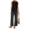Women Sleeveless Tank Top and Wide Leg Pants Two Piece Set Polka Dot Print Elastic Waist Casual Lounge Wear for Travel Vacation Home