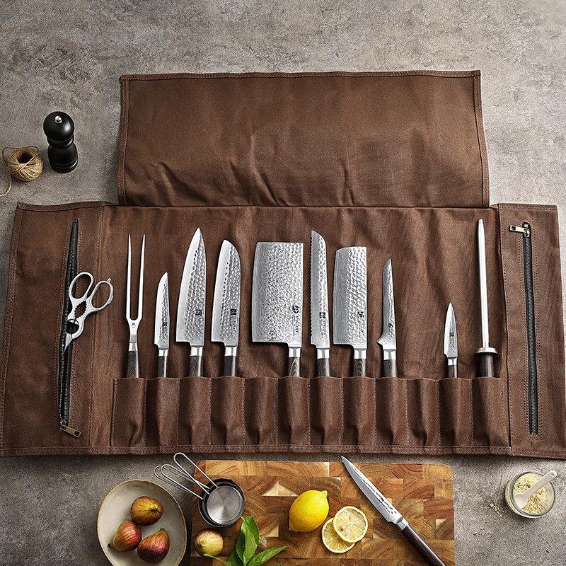 Chef Knife Roll Bag With 12 Slots Plus 2 Zipper Pockets Chef Knife Case Portable Carrying Case for Knive and Tool Chef Knife Bag