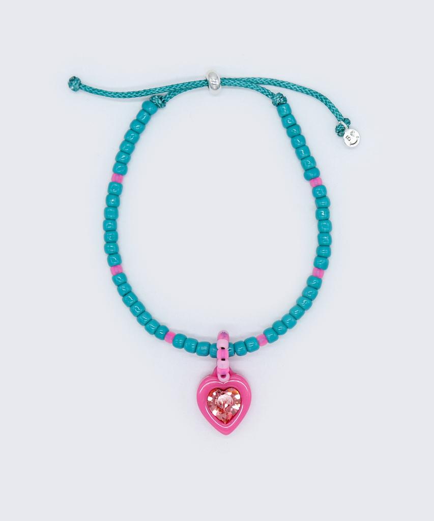 Bonbeau Swarovski Heart Stone Color Beads Bracelet Swarovski Heart Stone Color Bead Knot Bracelet