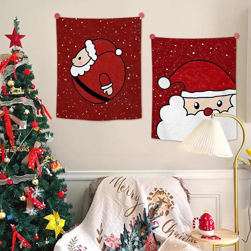 Christmas Tree Hanging Cloth Wall Background Decorating Cloth Home Fabric Poster Tapestry Xmas New Year Santa Tapestry