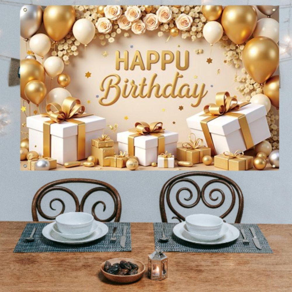 Polyester Banner Poster Golden Photography Backdrops Birthday Party Background  Holiday Party