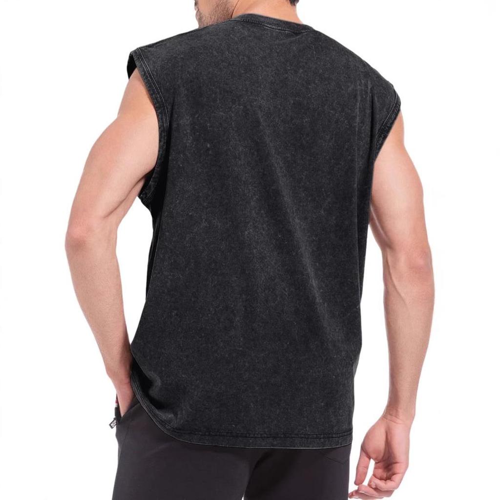 Urban Men's Distressed Washed Streetwear Sleeveless Vest