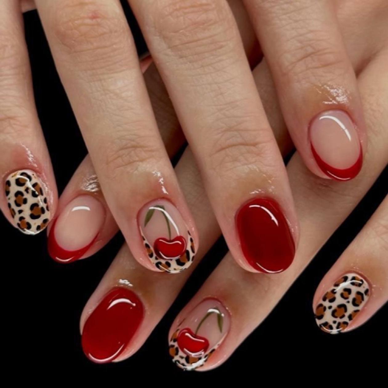 Fall/Winter 3D French Leopard Print Short Square False Nails