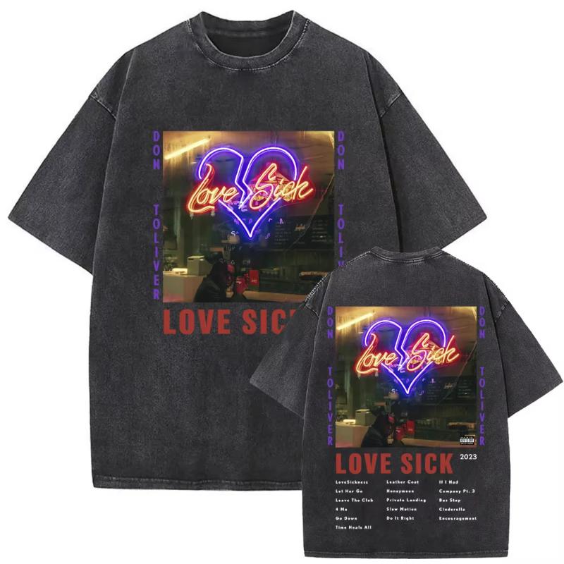 Washed Vintage Rapper Don Toliver Hardstone Psycho Album Print T Shirts Unisex Women Fashion Hip Hop Oversized Tshirts Streetwear
