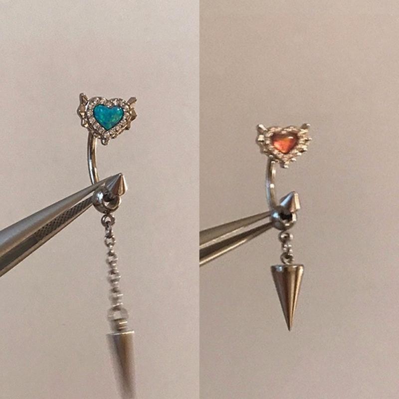 Unique Earbone Nails Heart Pendant Earrings Heart Ear Studs Cool Earrings Alloy Texture Perfect for Daily Wear and Party