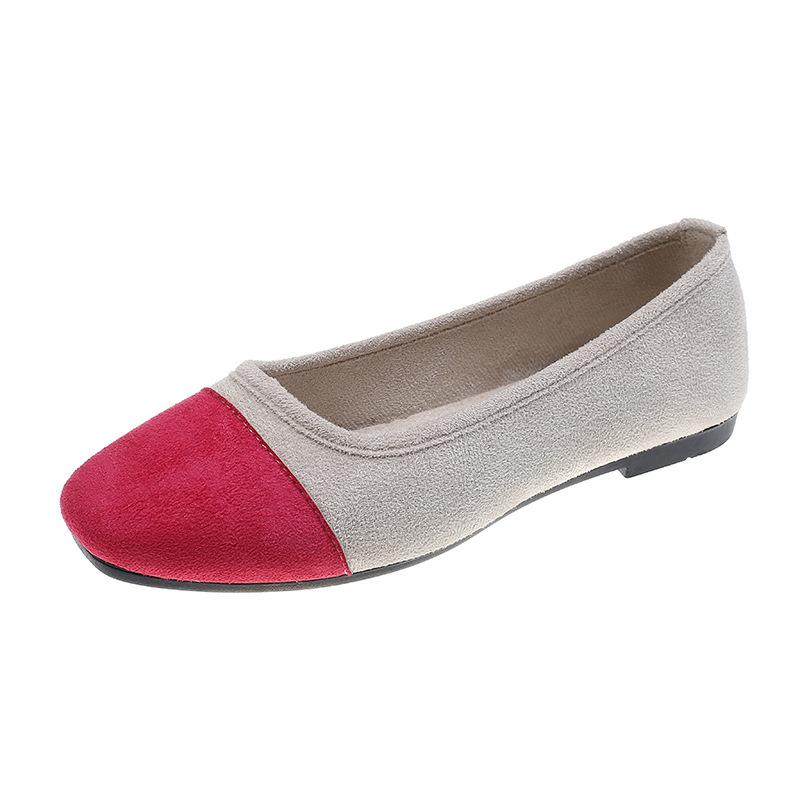 Fashion Color Matching Women's Single Shoes Light Mouth Soft Surface Flat Bottom Square Head Women's Shoes Large Size 43