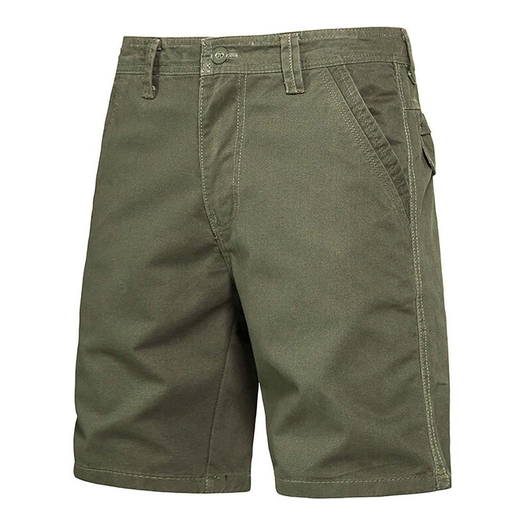 Men's Casual Pants, Wear-resistant Straight Leg Loose Fitting Multi Pocket Five Inch Mid Length Pants