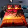 Summer Beach Duvet Cover Set Queen Ocean Bedding Set Hawaiian Palm Trees Marine Life Sea Waves Fish Printed Comforter Cover Set