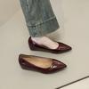 New spring and autumn black inner heightening pointed flat shoes women's shallow mouth versatile commuter red single shoes
