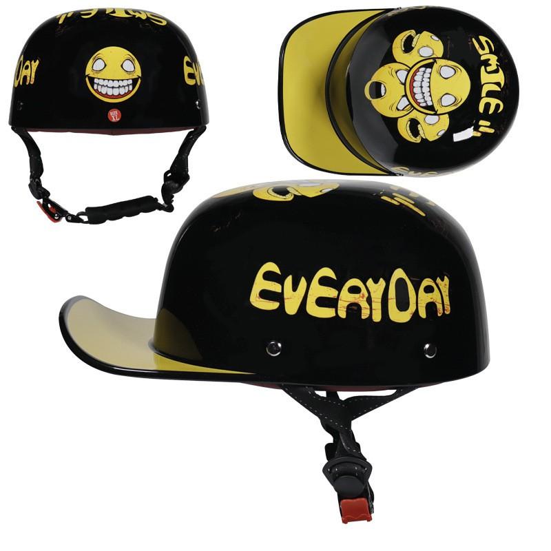 Stylish Retro Gangster Baseball Cap Helmet Men Women ABS Motorcycle Half With Custom Graphic Designs