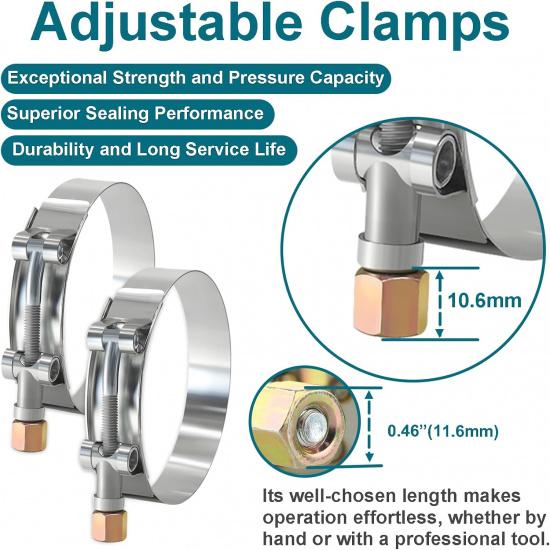 Straight ID 4" Silicone Hose Coupler, Reinforced 4-Layer Wall 5MM With 2PCS T-Bolt Clamps For Cold Air Intake, Turbo, Intercooler