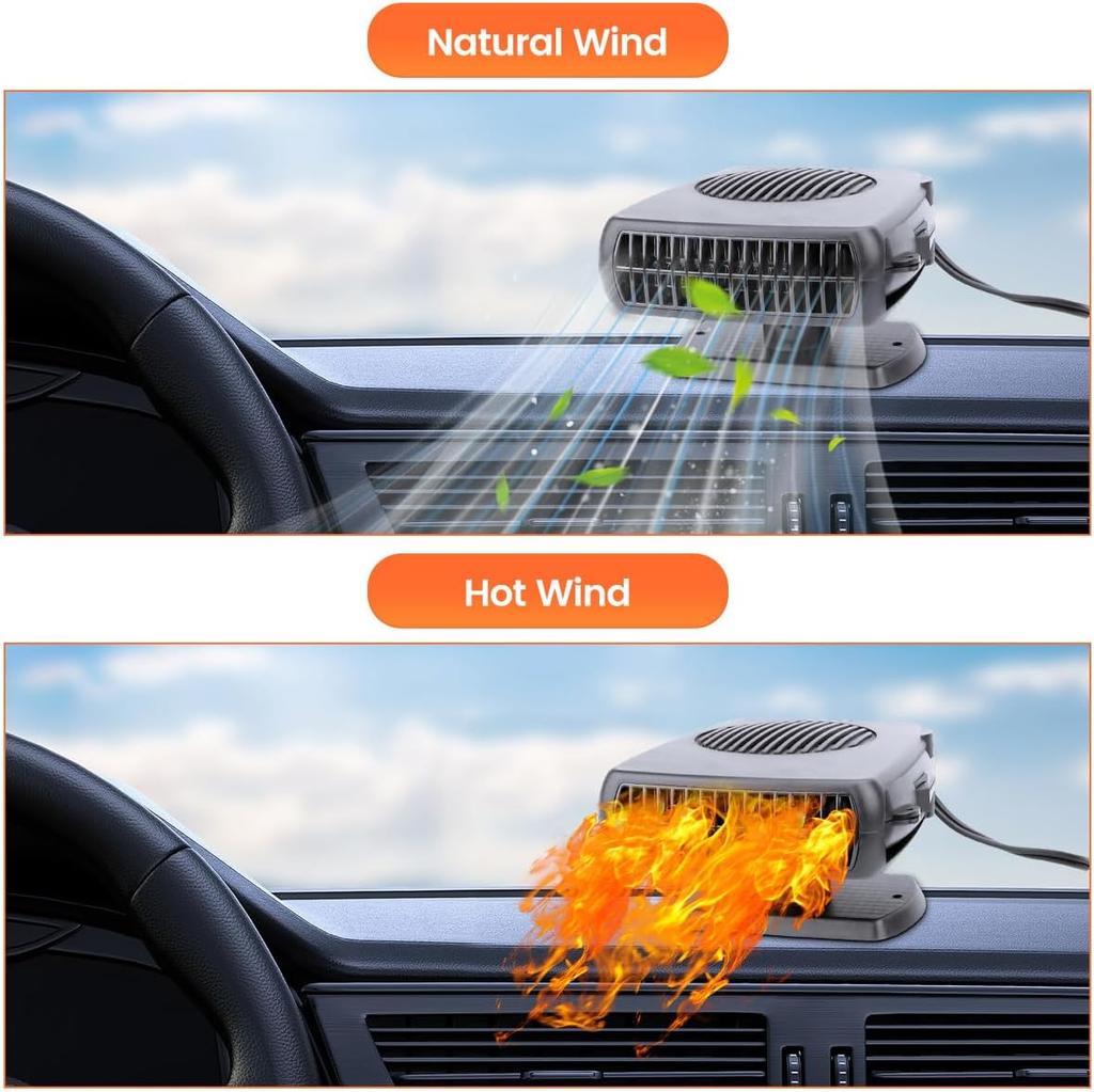 Car Heater Fan 12V 200W Portable Windshield Defogger Defroster Plug-in Cigarette Lighter