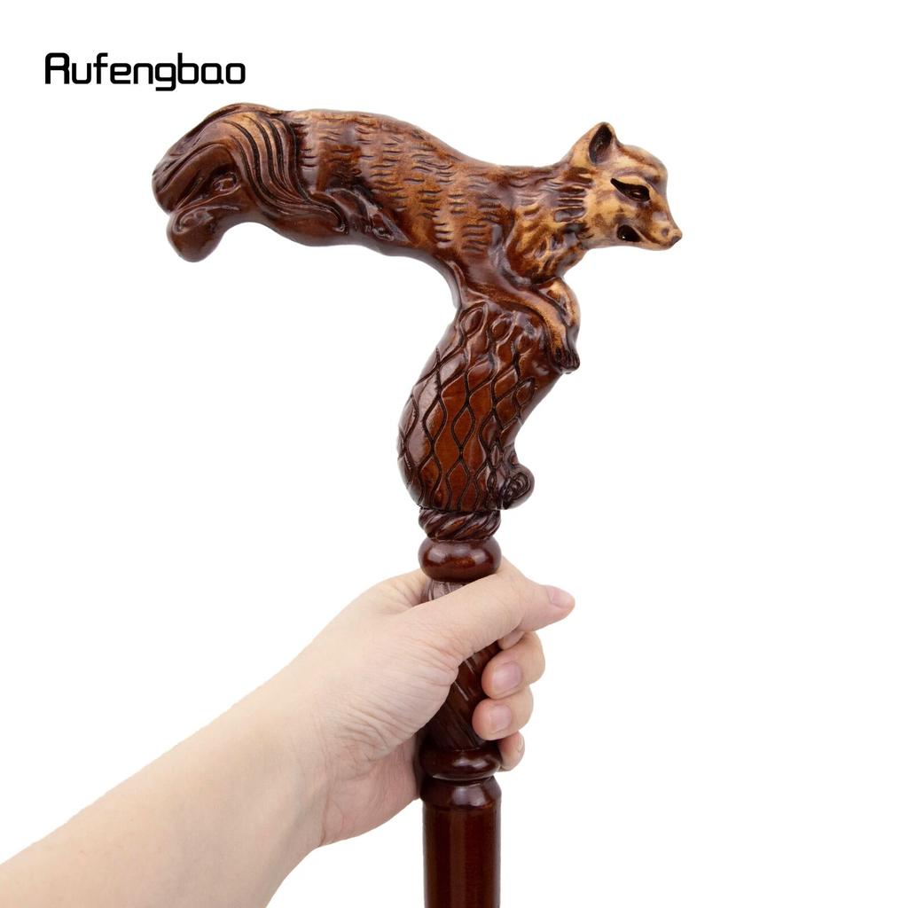 פוקס חום עץ אופנה מקל הליכה דקורטיבי ערפד Cospaly מסיבת עץ מקל הליכה ליל כל הקדושים מייס שרביט Crosier 93 ס"מ