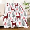 1PC Throw Christmas Reindeer Red Plaid Flannel Blanket Xmas Holiday Throw Soft Warm Festival Decor Lucky Blankets Pefect Gifts