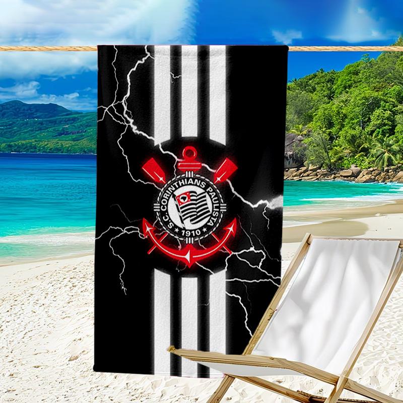 Sport Club Football Crest Printed Beach Towel, Super Soft Microfiber, Perfect Gift Birthday, for Pool, Beach, Travel, for family and friends