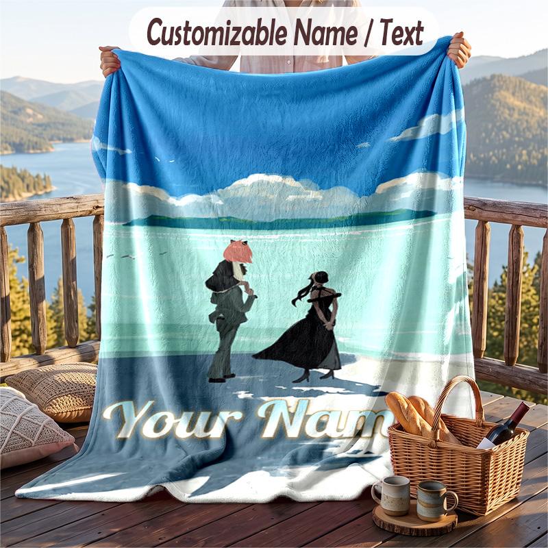 Personalized Flannel Throw Blanket,Spy × Family Custom Printed Name, Cozy Plush Blanket For Home Use