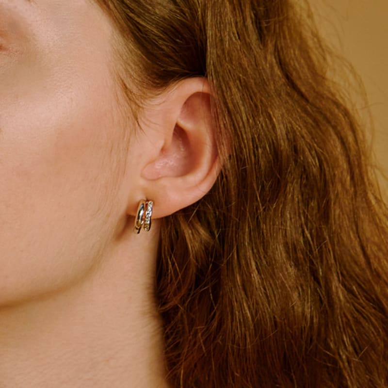 Hei TWO-LINE CUBIC EARRING