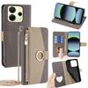 For Xiaomi Redmi Note 14 4G (163.25mm) Case Mirror Wallet Leather Phone Cover with Chain Shoulder Strap
