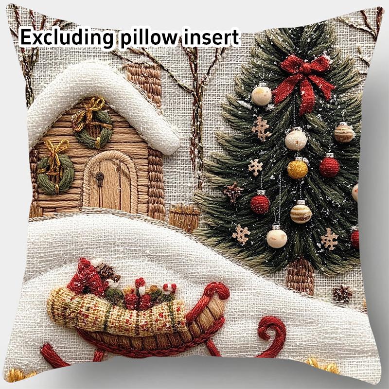 Christmas Printed Pillowcase Cartoon Santa Snowman Elk Sofa Cushion Cover Christmas Decorations New Year's Eve Decorations