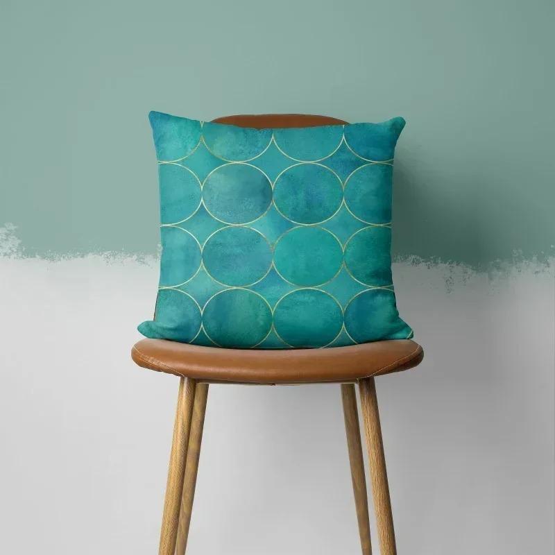 Decor Acasă Huse de Pernă cu Model Geometric și Floral Turcoaz Husa Pernă Model Potrivită pentru Canapea Dormitor Mașină Husa Pernă