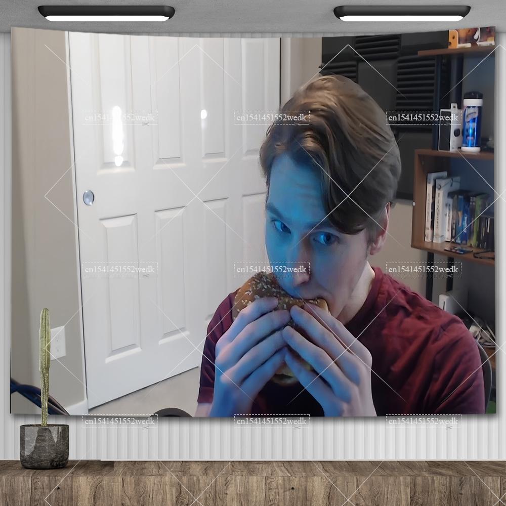 

Jerma Burger Tapestry Eating Hamburger Meme Tapestry Wall Hanging Room Decor Aesthetic Bedroom Background Cloths Tapestries 74x94cm(29x37in)