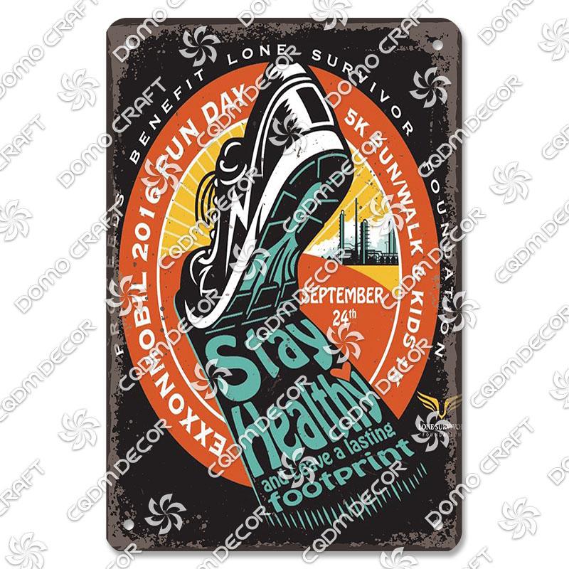 Run Race Poster Metal Plate Runner Run With Your Heart Running Shoes Metal Tin Signs Retro Wall Decor Club Gym Living Room Home