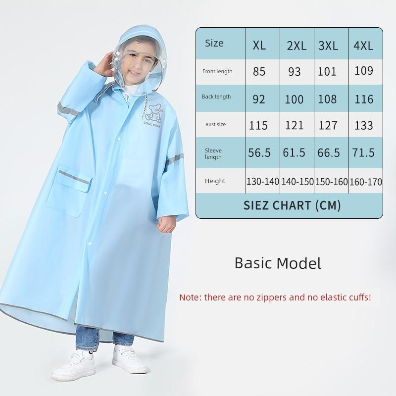 Children's Raincoat for Girls and Boys, Long Waterproof Design for Kindergarten and Primary School Students, Suitable for Older Kids Going To School