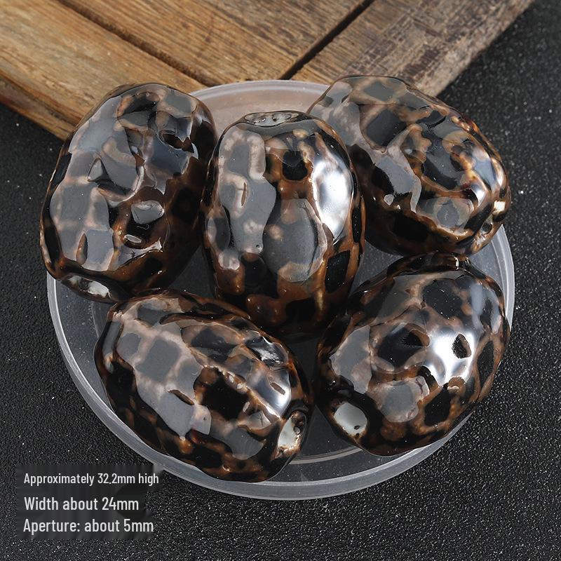 Ceramic Hammer Pendant Necklace with Large Hole Beads - Handmade DIY Jewelry Accessory.
