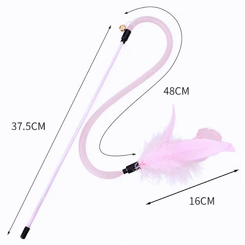 Cat Toys Feather Sticks Cat Toys Interactive Feather Toy for Cats Teasing Long Handle Stick Cats Toy with Bell Pet Supplies