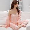 Suspender Silk Three-piece Pajamas Women's Spring and Autumn Thin Casual Ice Silk Sexy Suit Summer Loungewear 181