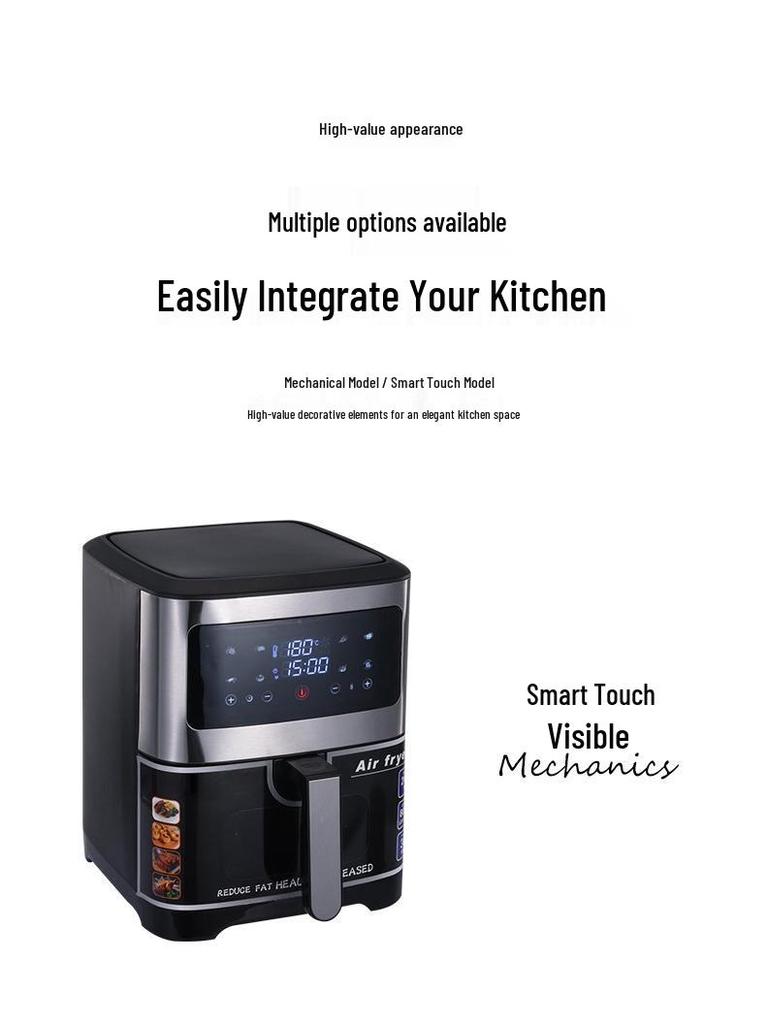European Multifunctional Smart Electric Fryer, Stainless Steel Air Fryer with Large Capacity, Household Model