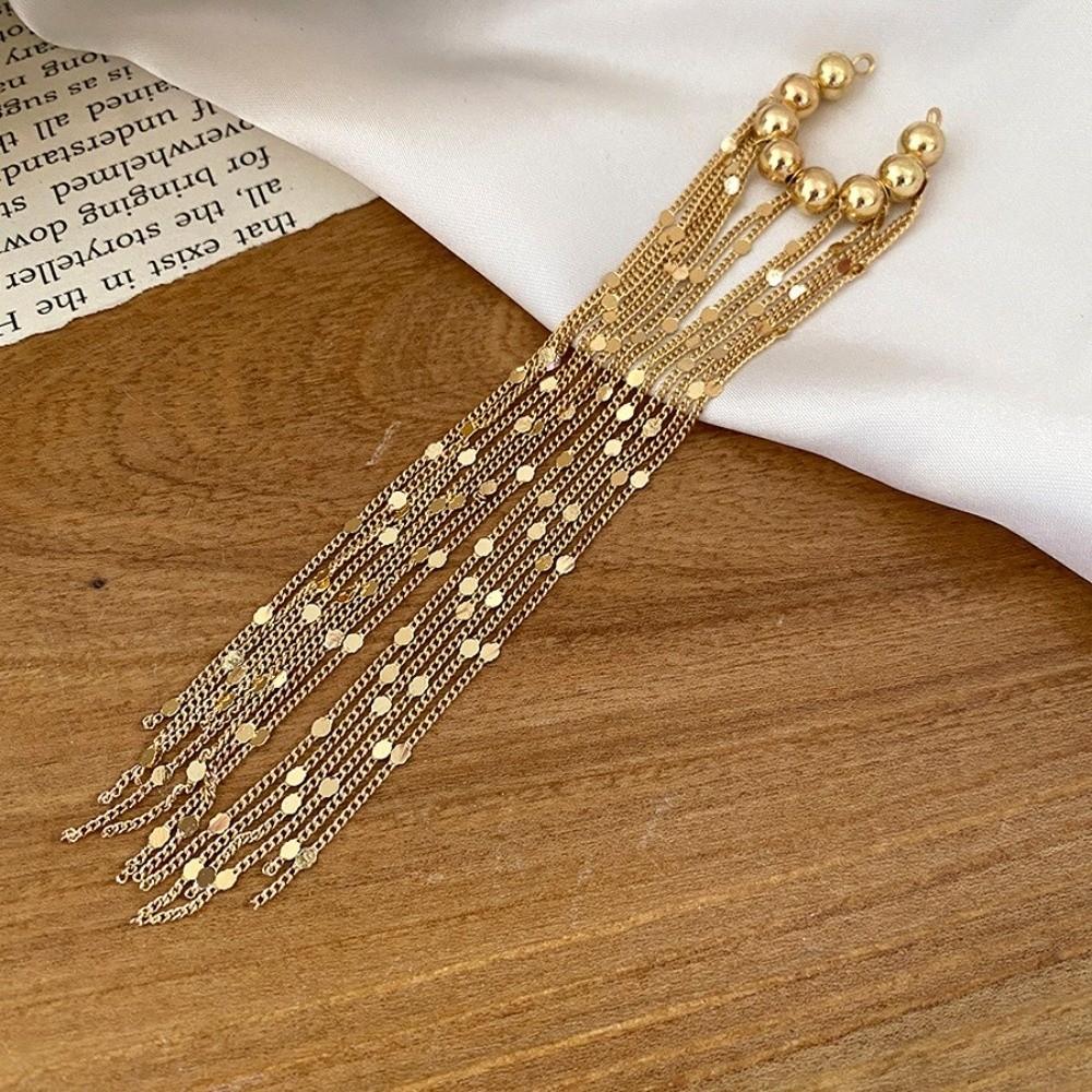 Beads Tassel Ear Clip Long Chain Ear Buckle Personality No Piercing Earrings Gift