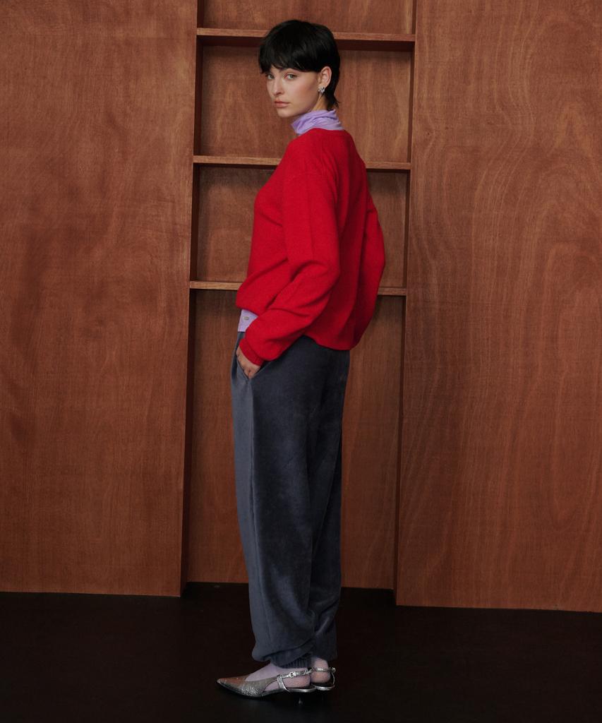 MELLY&ROSE Meli Pure Wool V-Neck Pullover (319230)_Red
